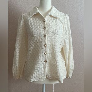 vintage button up 3/4 sleeve blouse